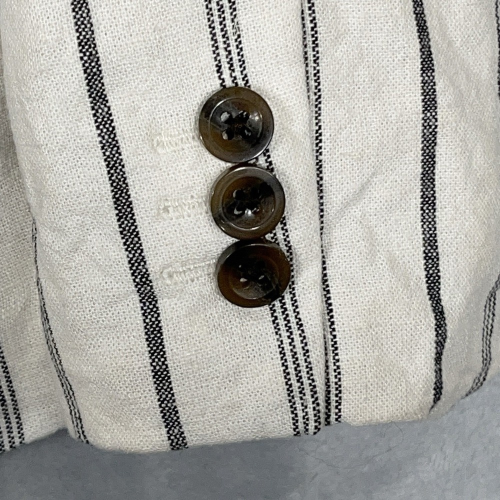Old Navy Womens Black White Striped Linen Blend Lined Blazer S Career‎ Academia - Picture 5 of 10
